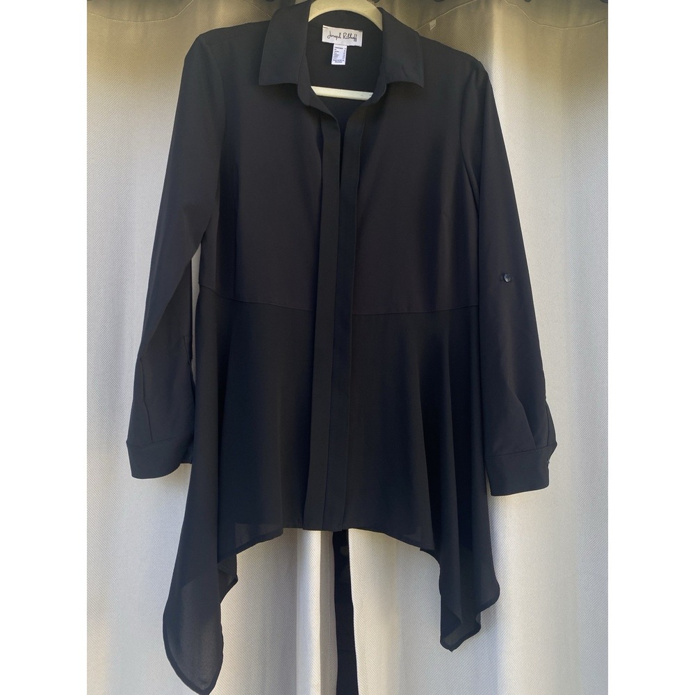 Joseph Ribkoff Black Mixed Media Tunic Blouse Shirt Women's Size 8